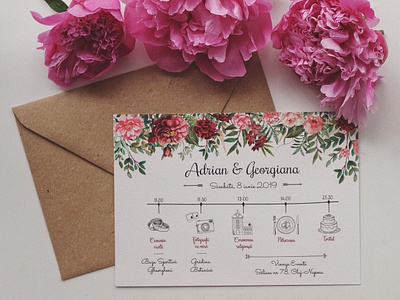 Wedding invitation design floral invitation menu print wedding