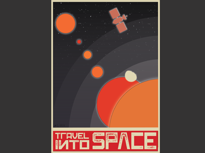 Russian space poster design flat illustration