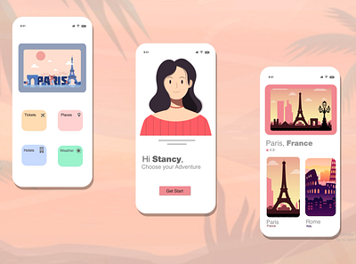 Travelling App app artwork branding design illustration ui web