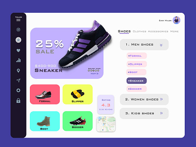 Yollos Shopping Dashboard app artwork branding dashboad design homepage purple shoe shopping ui web