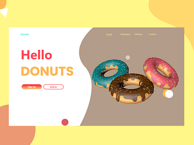 Hello Donuts Home page 3d 3d art artwork design donuts flat illustration minimal ui ux web website