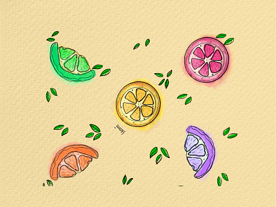 Colors of fruits artwork branding citrus design fruitdesign illustration lemon pattern reel wallart yellow