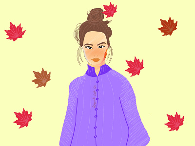 Fall time art artwork design fall girl graphic design hairstyle illustration vector