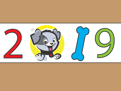 Happy New Year 2019 design dog happy illustration love new pet year