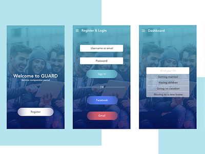 Guard App adobe adobexd ui photoshop mobileinterface uiuxdesign