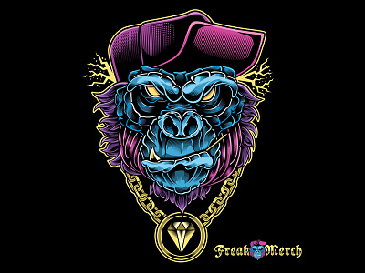 Freak Merch T shirt - Gangster Gorilla illustration tshirt vector