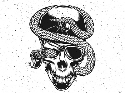Skull-spider-snake illustration skull snake spider tattoo vector