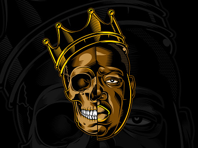 Biggie Tshirt Design 90s biggie smalls crown hip hop illustration skull streetwear