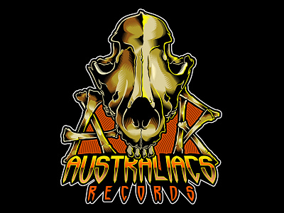 Australiacs Records bones illustration kangaroo mascot skull vector