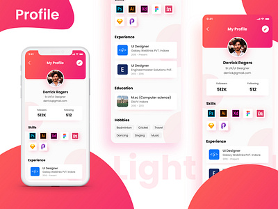 Profile app appdesign branding clean design illustrator logo profile sketchapp typography ui uiux design ux vector