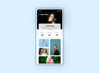 Daily UI 006 (Profile screen) app appdesign application branding clean clean design daily 100 challenge dailyui design inspiration inspirational logo minimal typography ui ux vector