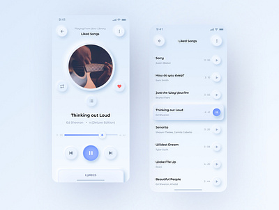 Music Player (Neumorphism) app app design branding icon light theme minimal mobile design music player neumorphism trendy design typo uidesign uiux