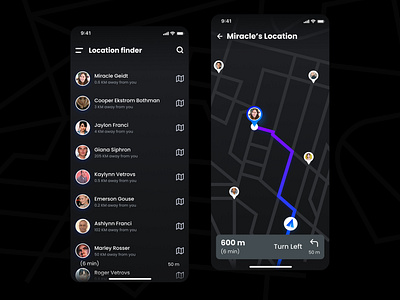 Location Tracker (Dark theme daily UI)