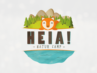 Heia Nature Camp camp design fox kids logo mountain nature norway water woods