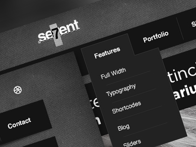 se7ent dark design gotham logo minimal navigation psd texture theme web