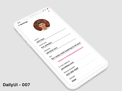 DailyUI - 007 | Settings