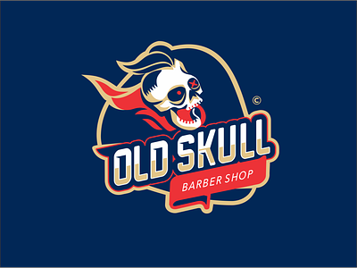OLD SKULL barber shop barbershop barbershop logo old school old skull skulllogo