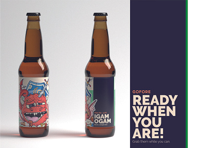 Igam Ogam [Not in a straight line] - Pale Ale ale beer beer bottle beer branding branding character design dragon drawing icon illustration ipa packagedesign packaging sketch vector