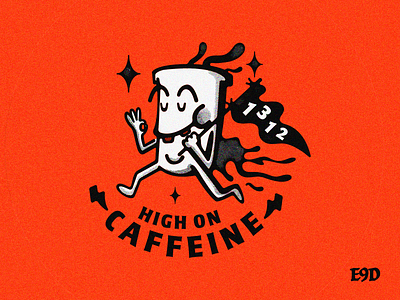 High on Caffeine design illustration illustration art illustrator photoshop printed printed material punkrock sticker stickers typography vector