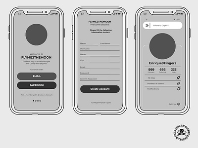 Space Travel App app concept design ui ux wire frames