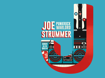J Is For Joe Strummer design illustration joestrummer punk punkrock questioneverything the clash theclash type type art typography