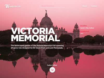 Daily UI 003 - Landing Page (above the fold) 003 dailyui kolkata landing page victorial memorial