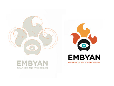 Embyan logo branding embyan eye fire flames identity logo sparkle