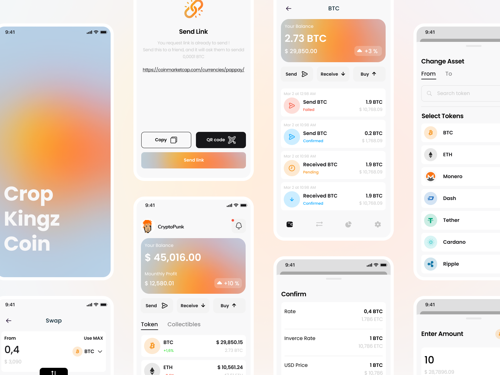 Crypto app UI/UX design by Daria Shyndyrivska on Dribbble