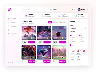 NFT Marketplace app design, dashboard app app design bitcoin branding coin crypto crypto app design figma landing marketpalce mobile nft nft app ui ux web app web app nft