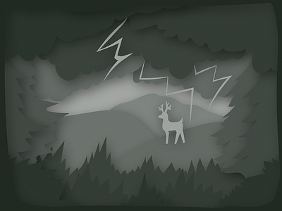 forest paper cutout deer forest papercut vector