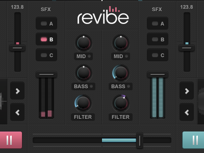 Revibe DJ Mixer app dashboard deezer design dj interface itunes music rdio soundcloud spotify ui