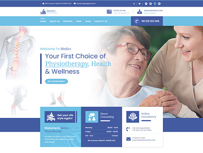Physiotherapy PSD Template graphic design health health care medical photoshop physiotherapy wordpress theme