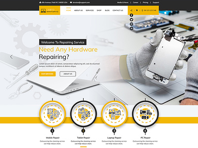 Mobile And Computer Repairing PSD Template branding computer repair electronic devices graphic design mobile photoshop