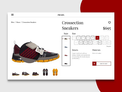 Daily UI 012 - E-commerce Shop (Single Item) challenge daily daily ui design e commerce prada shoes shop ui ui ux design ux web design