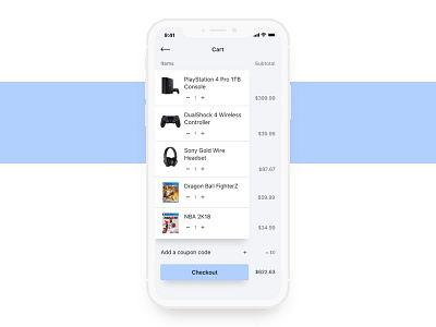 Daily UI 058 - Shopping Cart 058 app cart challenge daily ui design mobile shopping ui