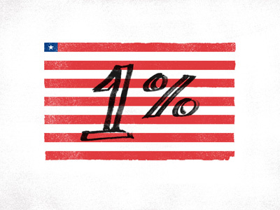 One Percent blue economy flag red star stripes usa