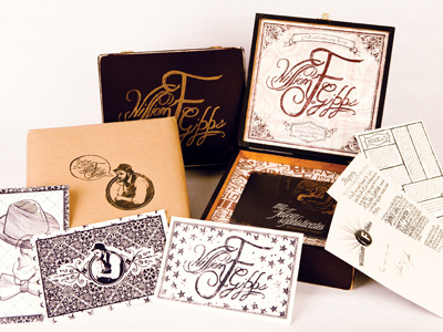 William F. Gibbs Album Press Kit cigar box hand lettering illustration lettering music press kit screen printed typography