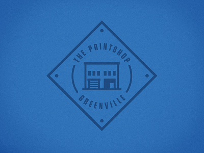 The Printshop blue branding building diamond icon identity logo