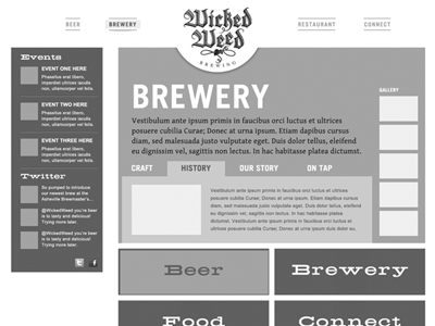 WWW 2 beer brewery hops web design wireframe