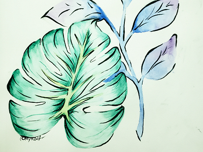 Study of Tropical Leaves fine art leaves paint tropical watercolor