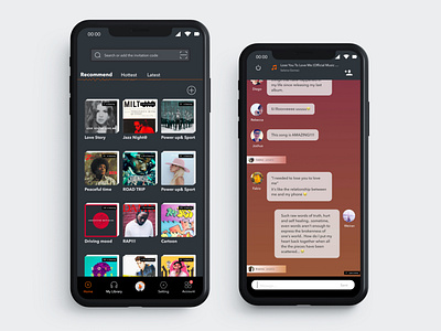 LiveUp music app (dark mode)