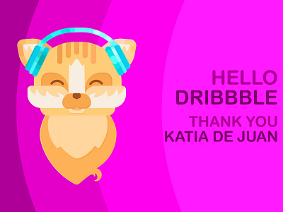 Hello Dribbble! cat design flat hello dribbble icon illustration logo type vector web