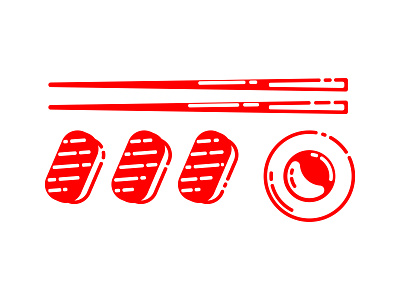 Sushi. design flat food illustration logo object red roll sushi vector