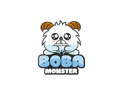 Boba Monster boba bubble tea cartoon character colorful cute drinks illustration logo mascot monster