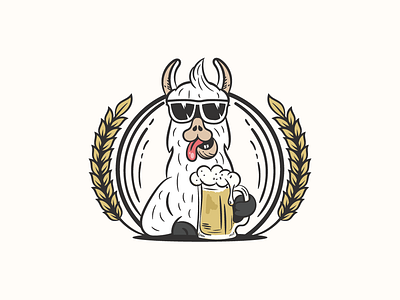 Drunk Llama bar beer branding brewery character colorful drunk illustration llama logo mascot pub