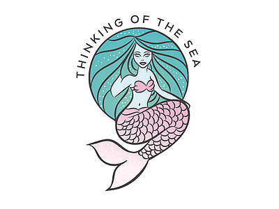 Thinking of the sea branding character colorful cute design illustration logo magical mascot mermaid siren