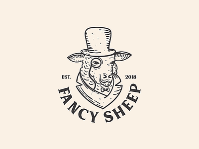 Fancy Sheep branding creative design elegant fancy food food and drink hand drawn illustration logo mascot sheep streetfood vintage