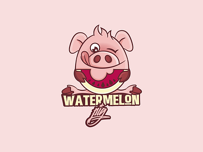 Watermelon Pig branding cartoon character colorful creative cute design fruit illustration logo mascot pig