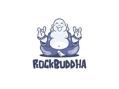 RockBuddha apparel branding buddha buddhism cartoon character colorful creative illustration logo mascot rock