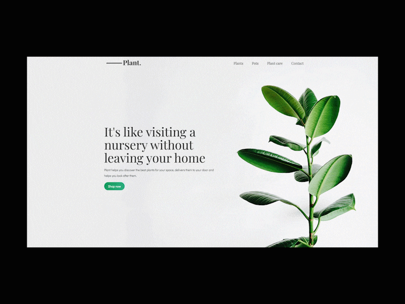 Plant Website/UI Concept animation branding digital design home identity landing page minimal ui uidesign ux ux design web web design website